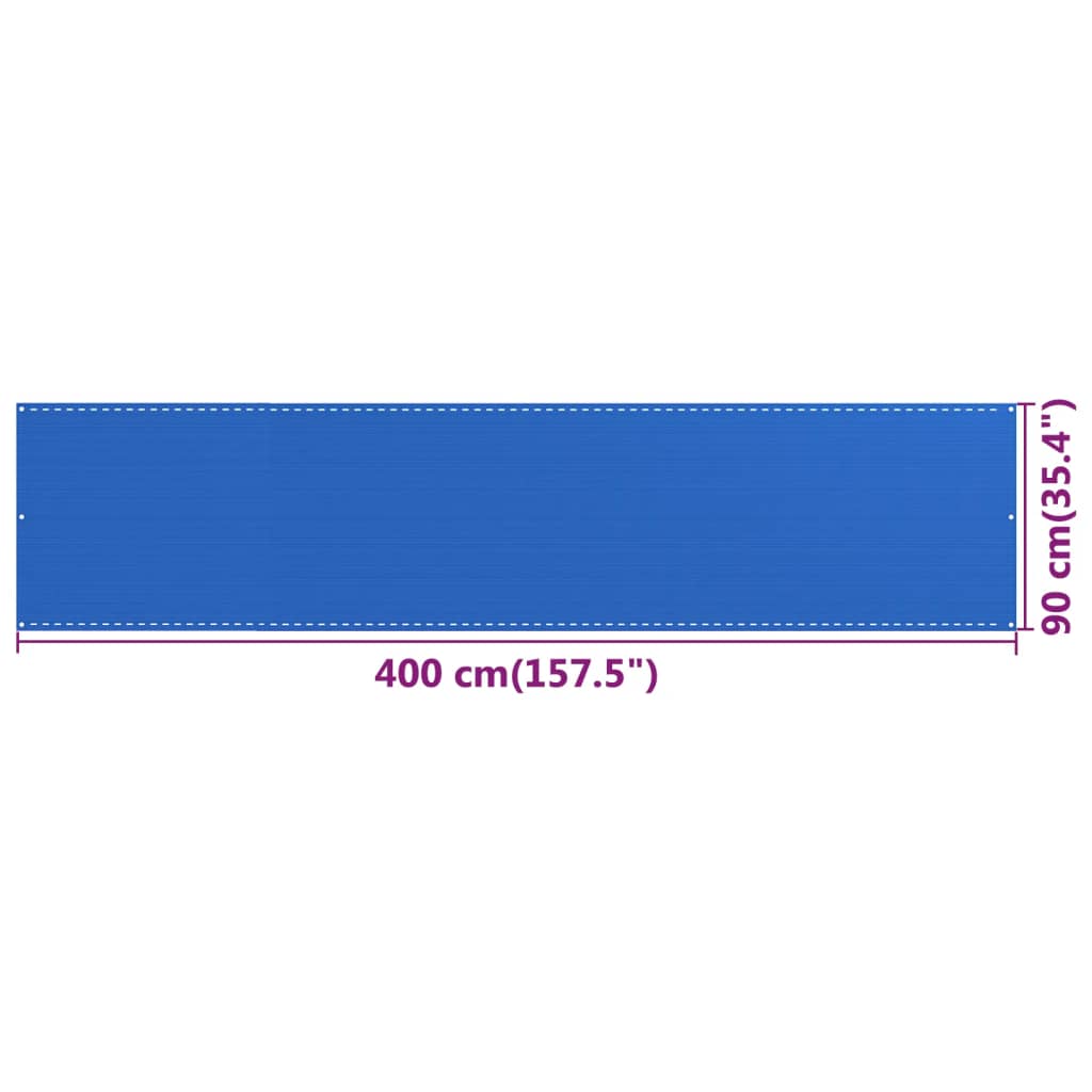 vidaXL Paravento da Balcone Blu 90x400 cm in HDPE
