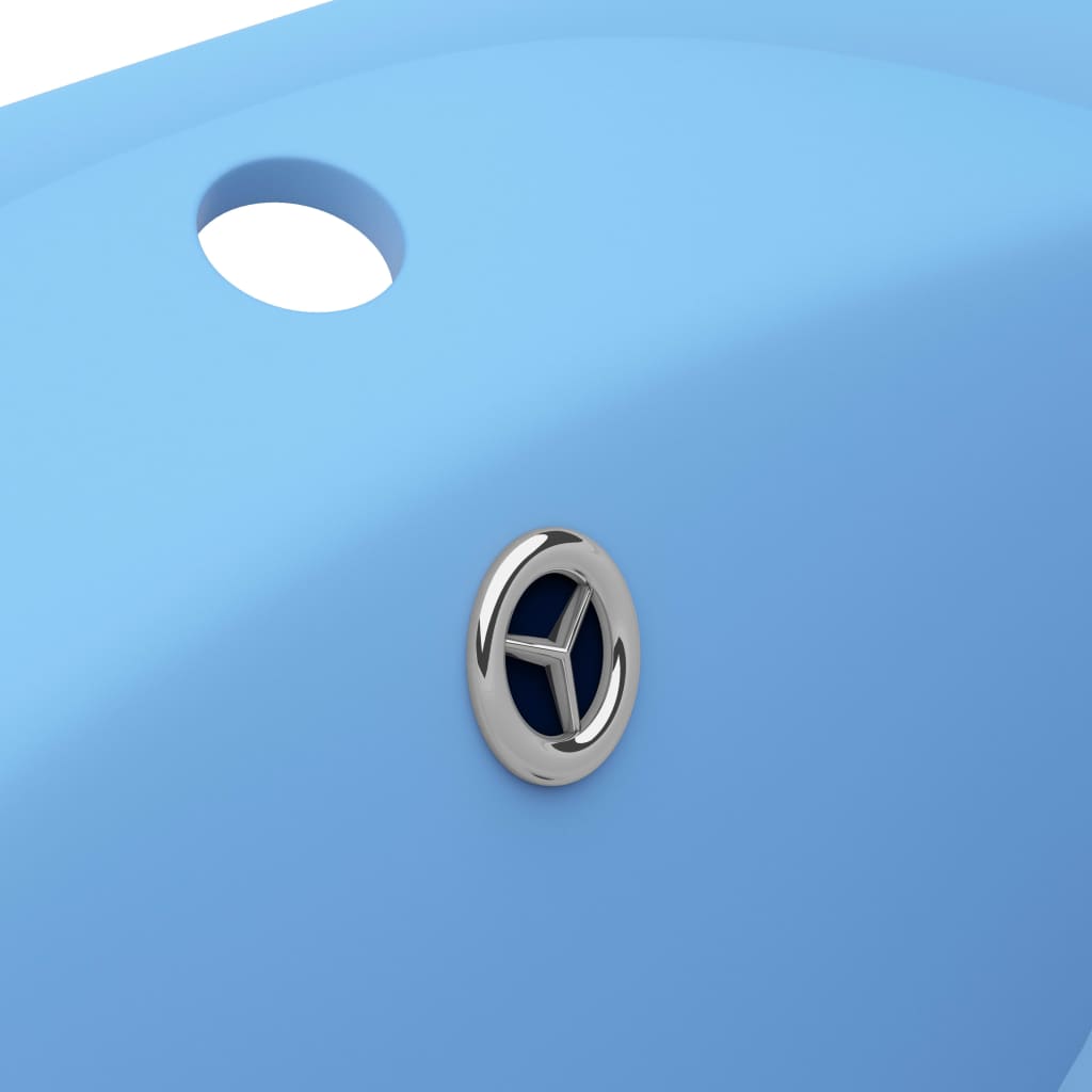 vidaXL Lavabo con Troppopieno Ovale Azzurro Opaco 58,5x39 cm Ceramica