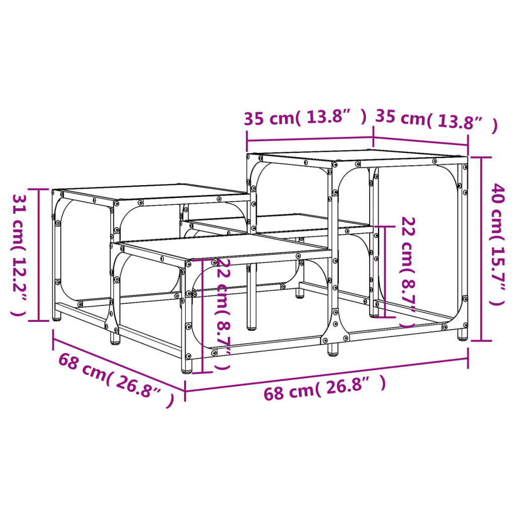 vidaXL Tavolino da Salotto Rovere Marrone 68x68x40cm Legno Multistrato