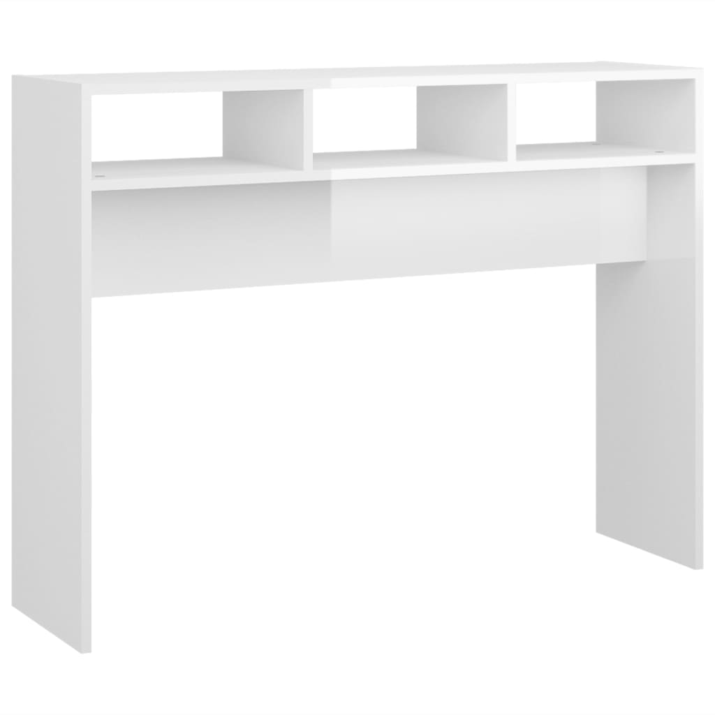 vidaXL Tavolino Consolle Bianco Lucido 105x30x80 cm Legno Multistrato