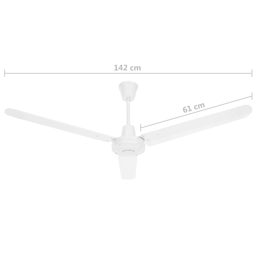 vidaXL Ventilatore da Soffitto 142 cm Bianco
