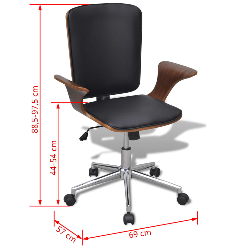 vidaXL Sedia da Ufficio Girevole in Legno Curvato e Similpelle | vidaXL.it