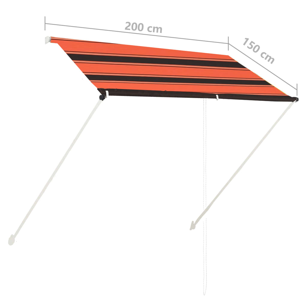 vidaXL Tenda da Sole Retrattile con LED 200x150 cm Arancione e Marrone