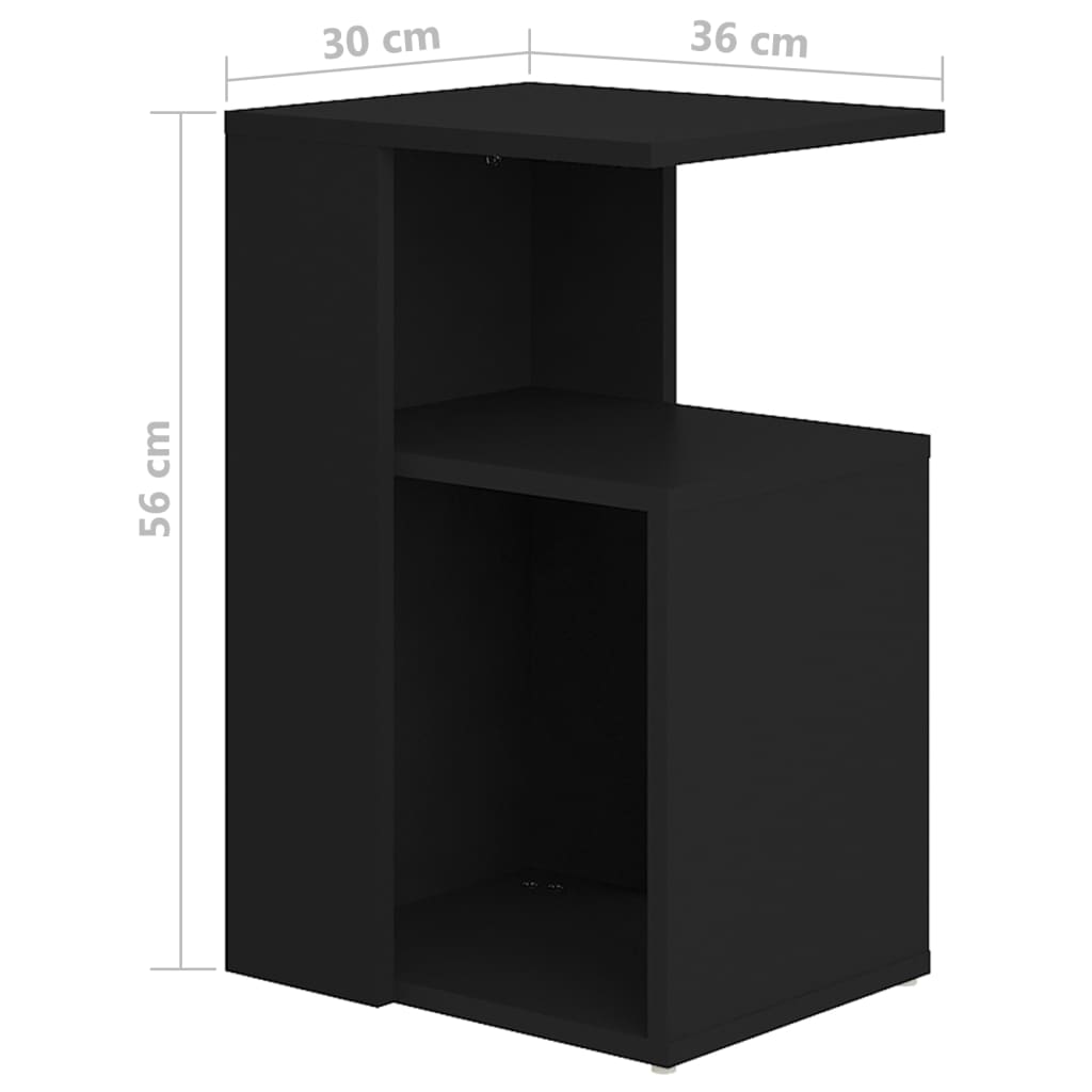 vidaXL Tavolino Nero 36x30x56 cm in Legno Multistrato