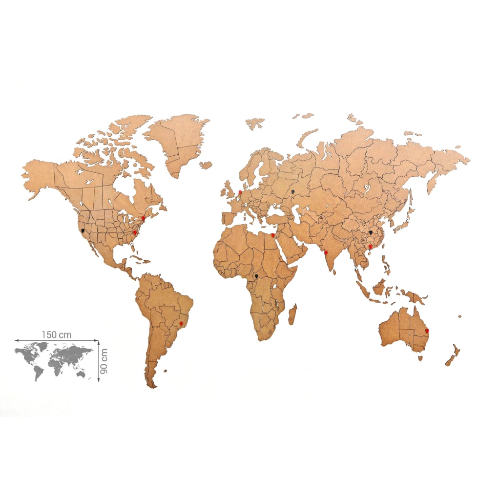MiMi Innovations Mappa del Mondo Decoro Luxury Puzzle Marrone 150x60cm