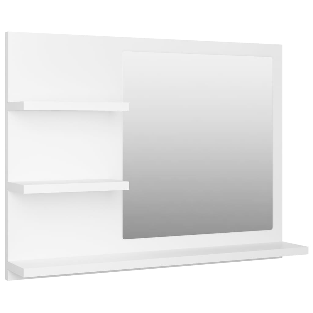vidaXL Specchio da Bagno Bianco 60x10,5x45 cm in Legno Multistrato