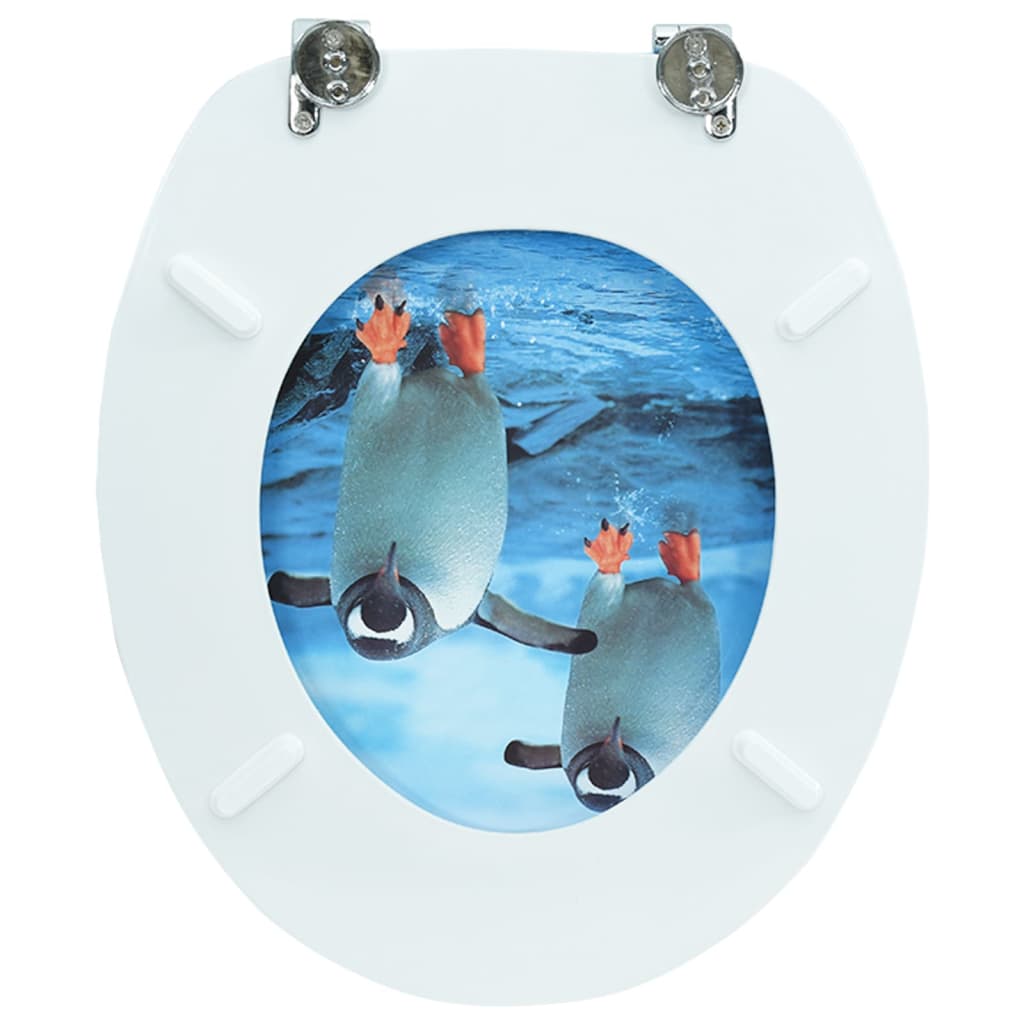 vidaXL Tavoletta WC con Coperchio MDF Design Pinguino