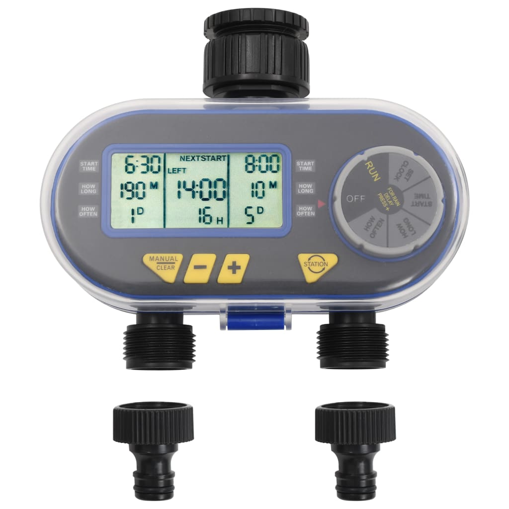 vidaXL Timer Digitale Irrigazione a Doppia Uscita e Sensore Umidità