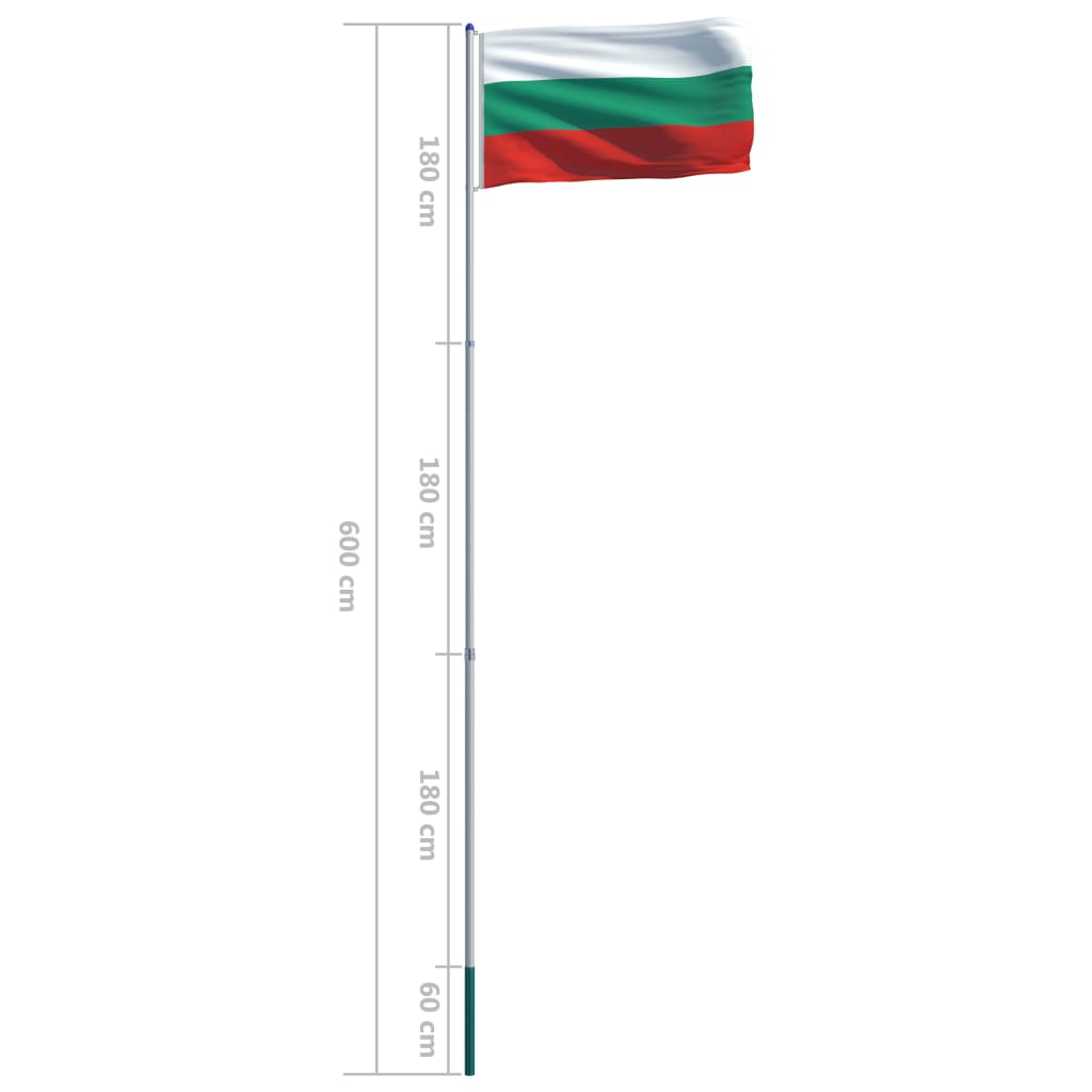 vidaXL Bandiera della Bulgaria con Pennone in Alluminio 6 m
