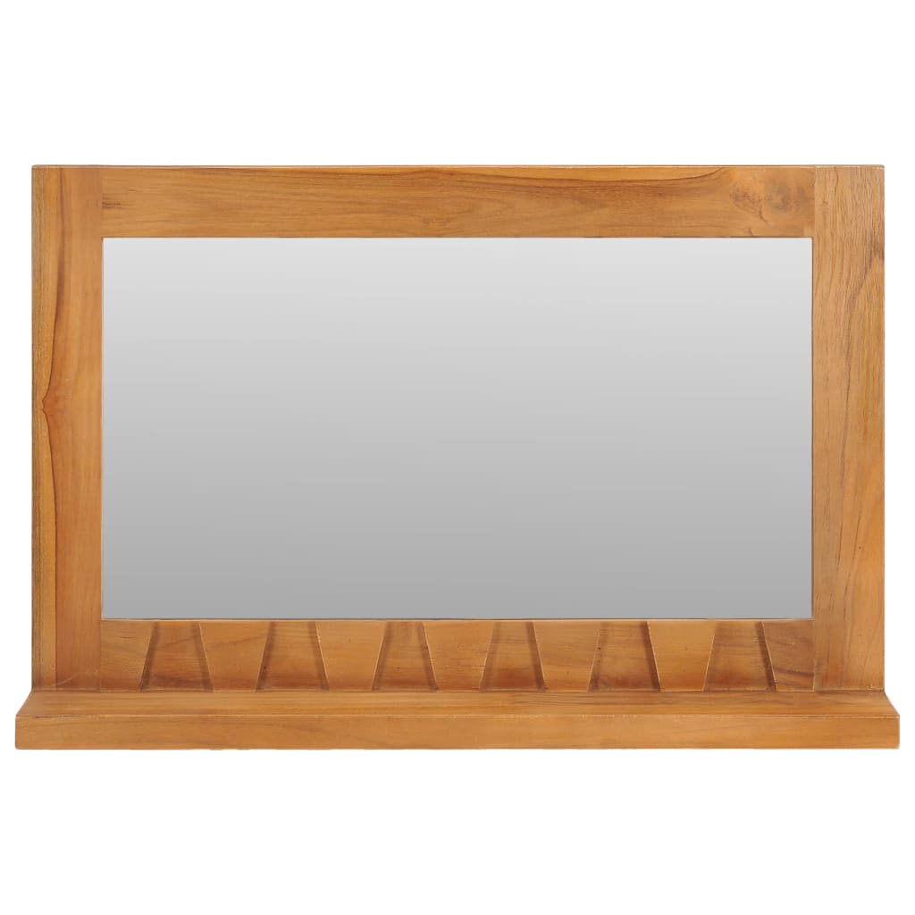 vidaXL Specchio da Parete con Mensola 60x12x40 cm in Massello di Teak