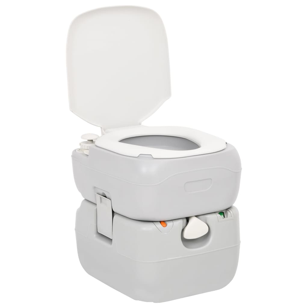 vidaXL Toilette da Campeggio Portatile Grigia e Bianca 22+12 L in HDPE