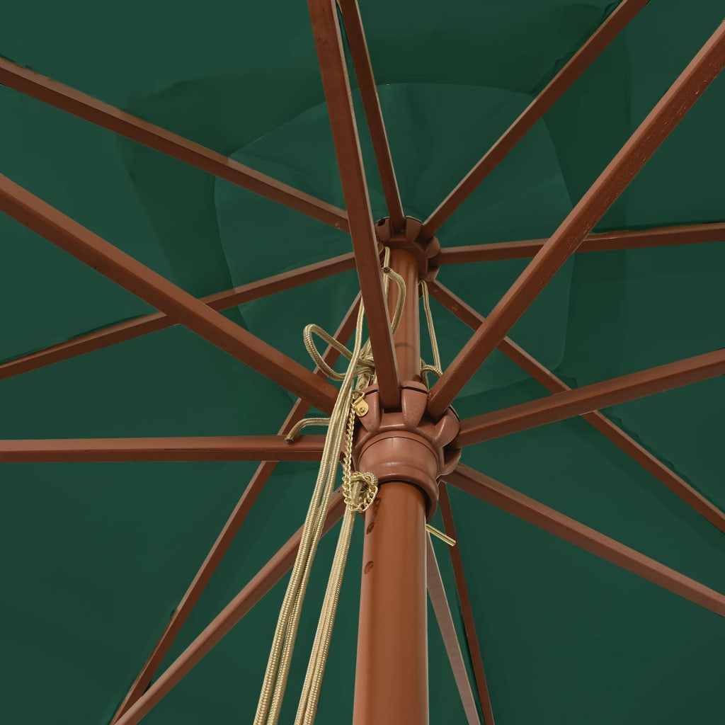 vidaXL Ombrellone da Giardino con Palo in Legno Verde 300x300x273 cm