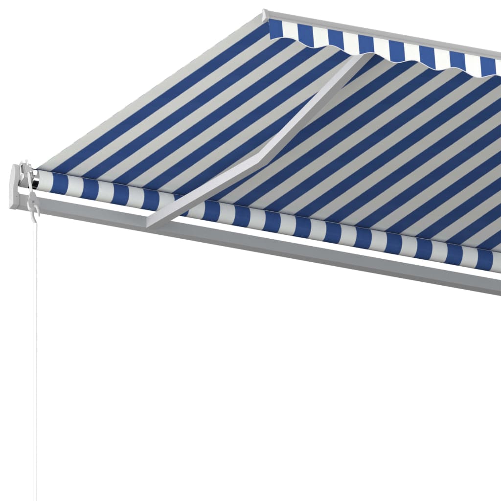 vidaXL Tenda da Sole Retrattile Manuale con Pali 6x3,5 m Blu e Bianca