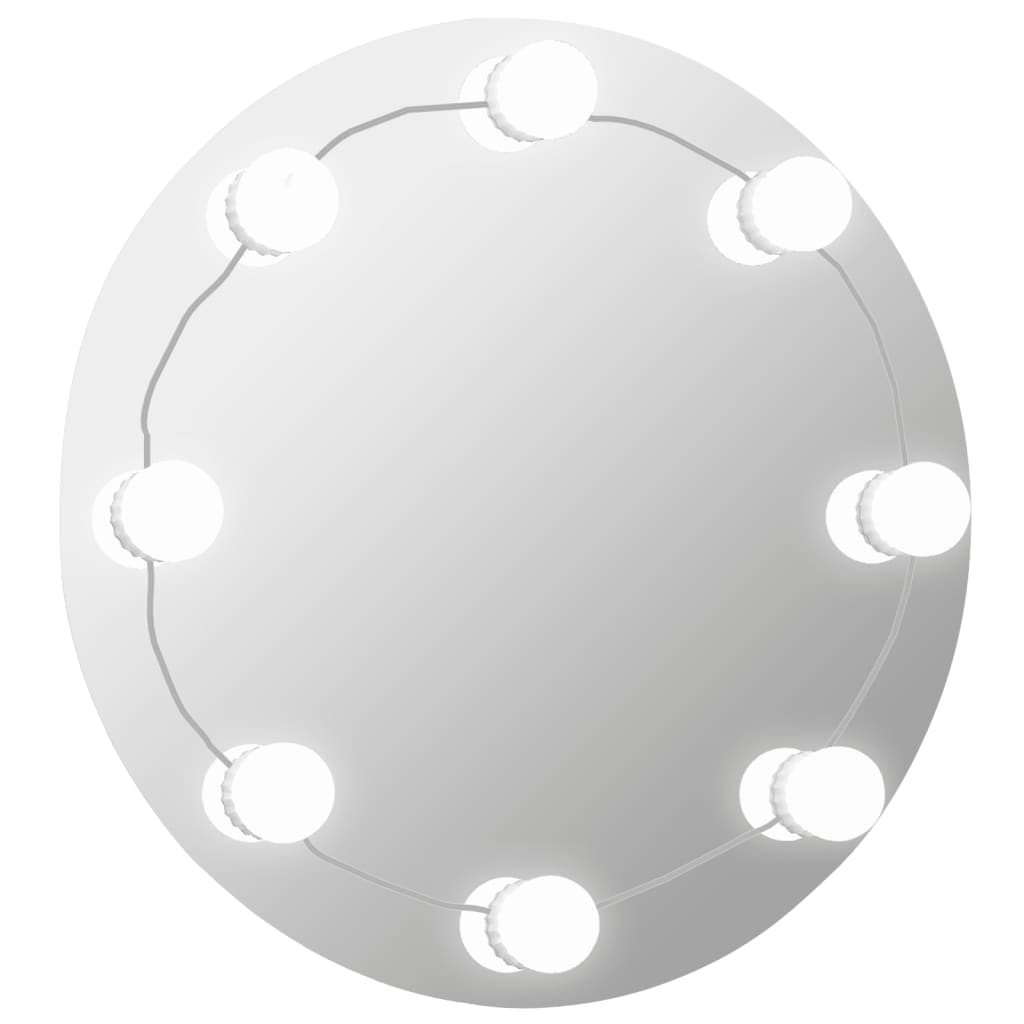 vidaXL Specchio da Parete Rotondo Senza Cornice con Luci LED in Vetro