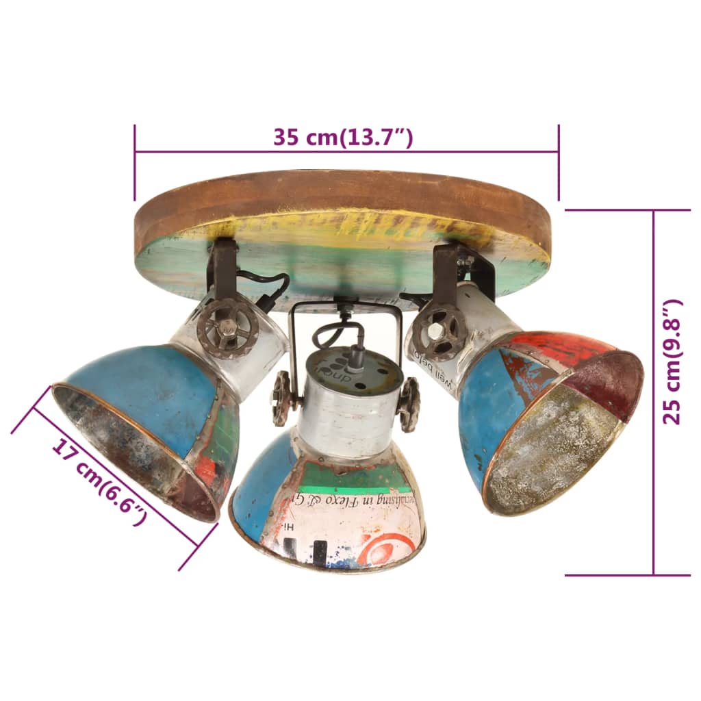 vidaXL Lampada da Soffitto Industriale 25 W Multicolore 45x25 cm E27