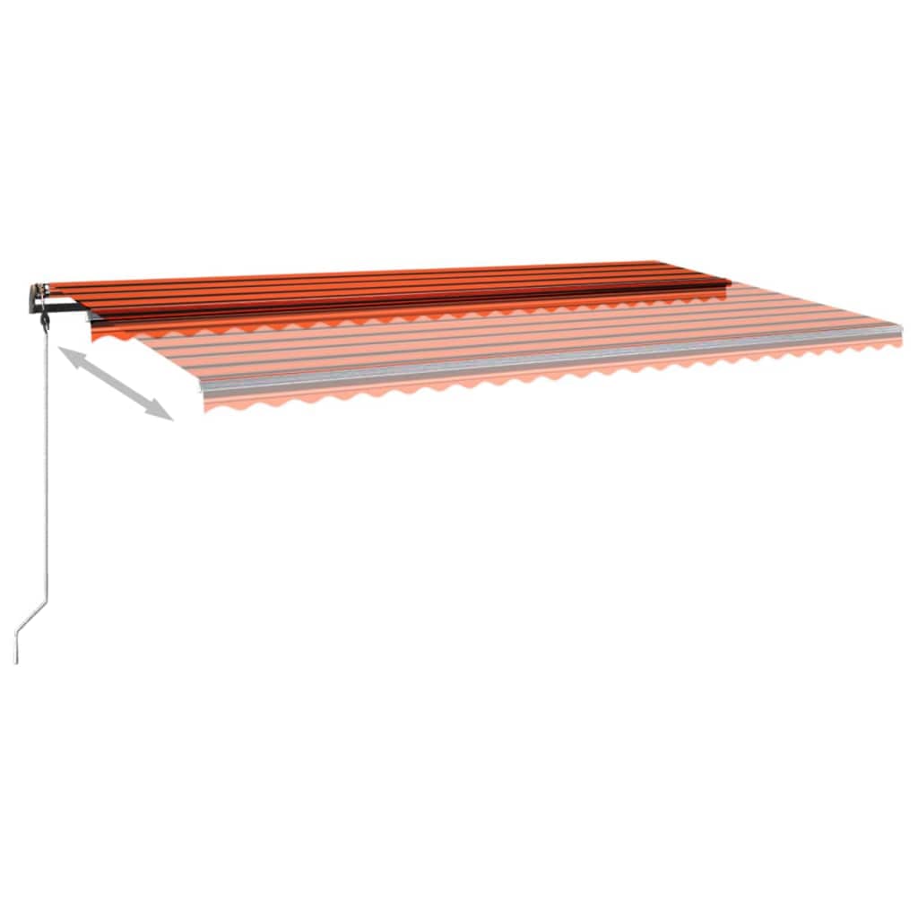 vidaXL Tenda da Sole Retrattile Manuale LED 600x300 cm Arancio Marrone