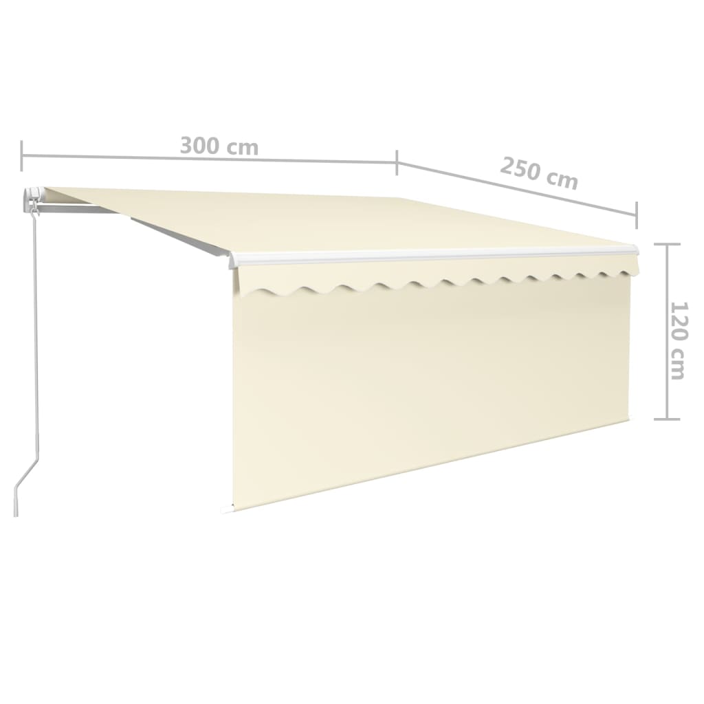 vidaXL Tenda da Sole Retrattile Manuale con LED 3x2,5 m Crema