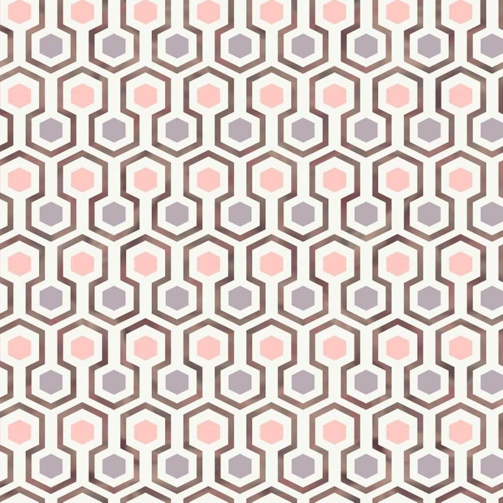 Noordwand Carta Parati Good Vibes Hexagon Pattern Rosa e Viola