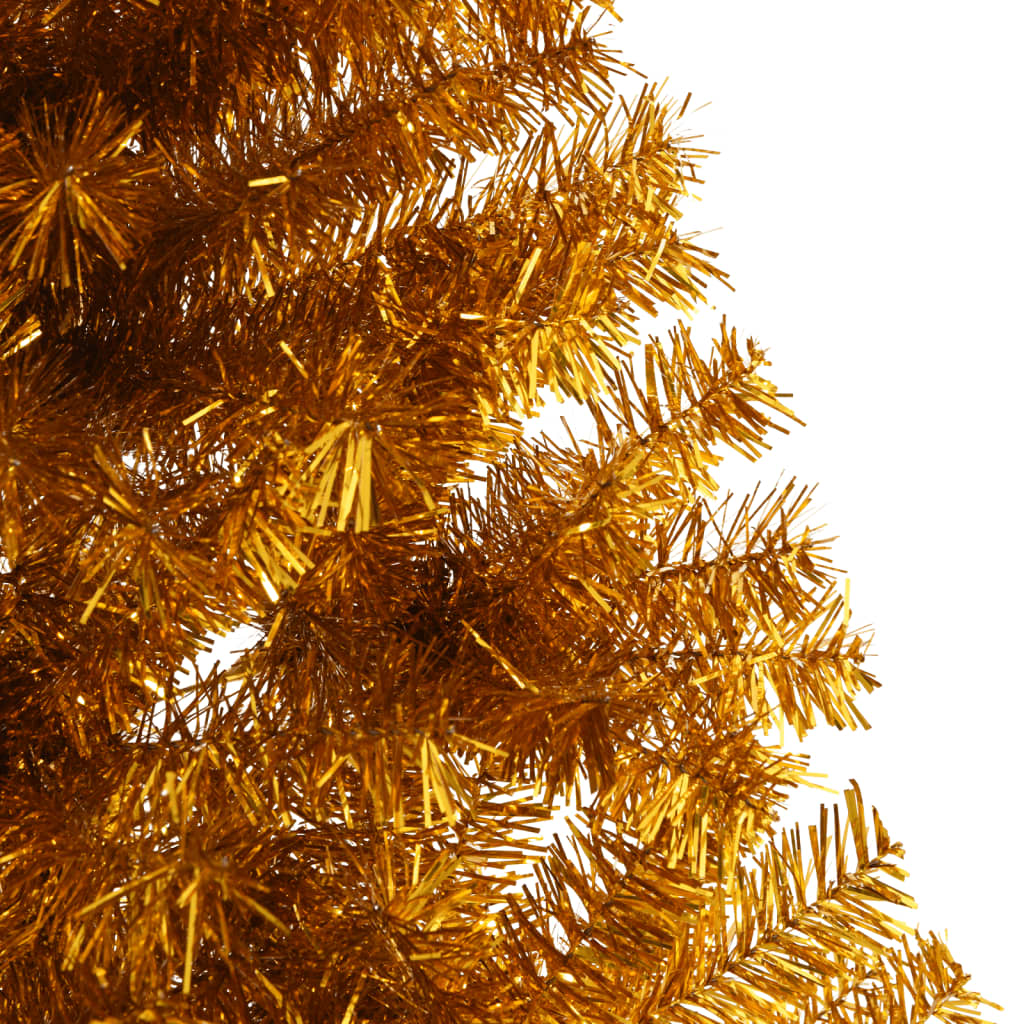 vidaXL Albero di Natale Artificiale a Metà con Supporto Oro 210 cm PET
