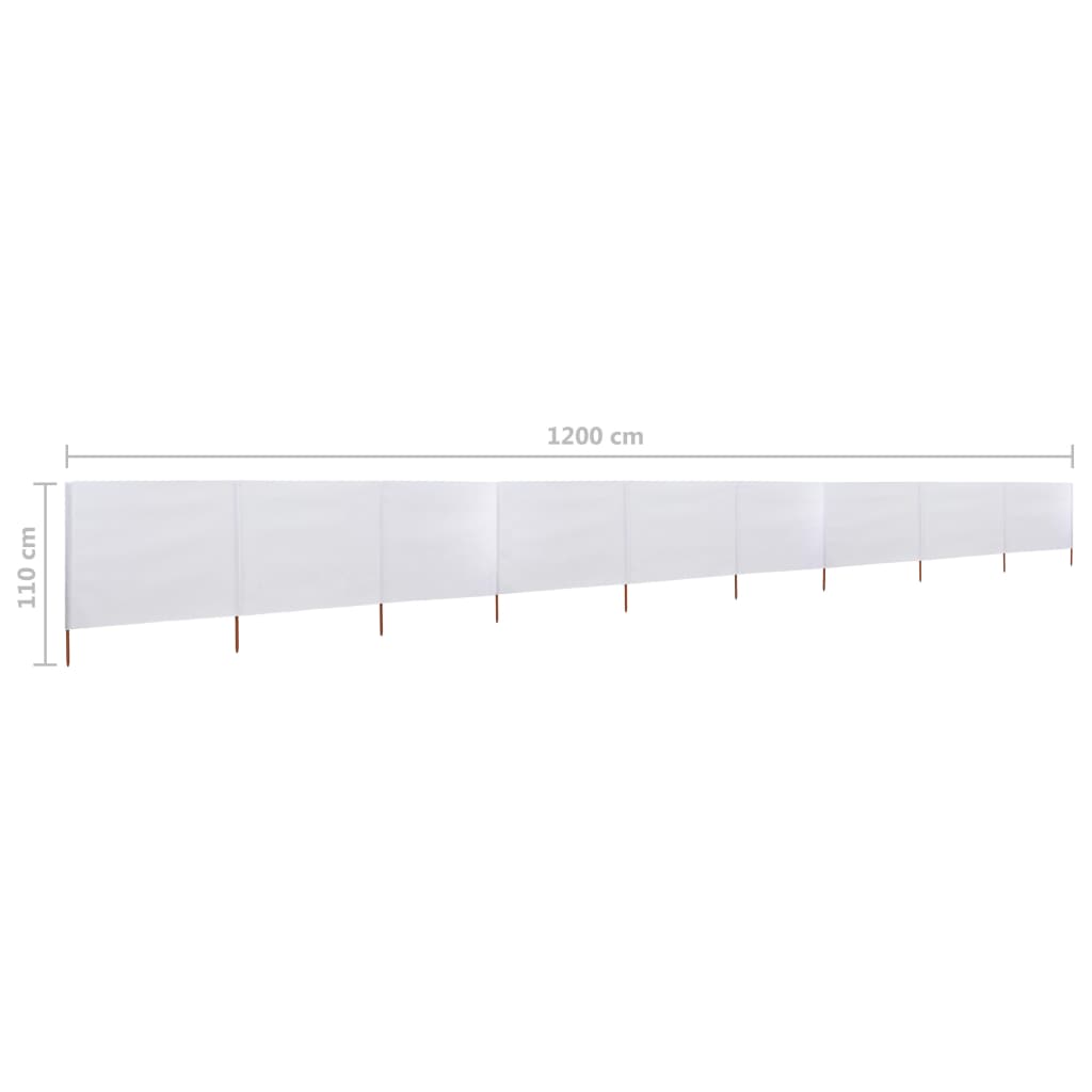 vidaXL Paravento a 9 Pannelli in Tessuto 1200x80 cm Bianco Sabbia