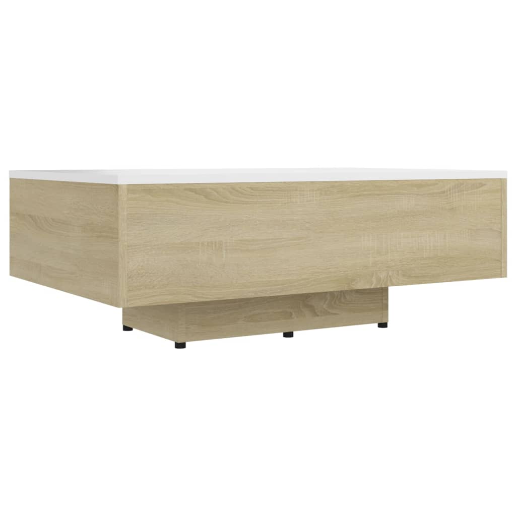 vidaXL Tavolino Bianco e Rovere Sonoma 85x55x31 cm Legno Multistrato