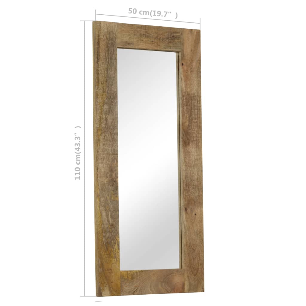 vidaXL Specchio in Legno Massello di Mango 50x110 cm