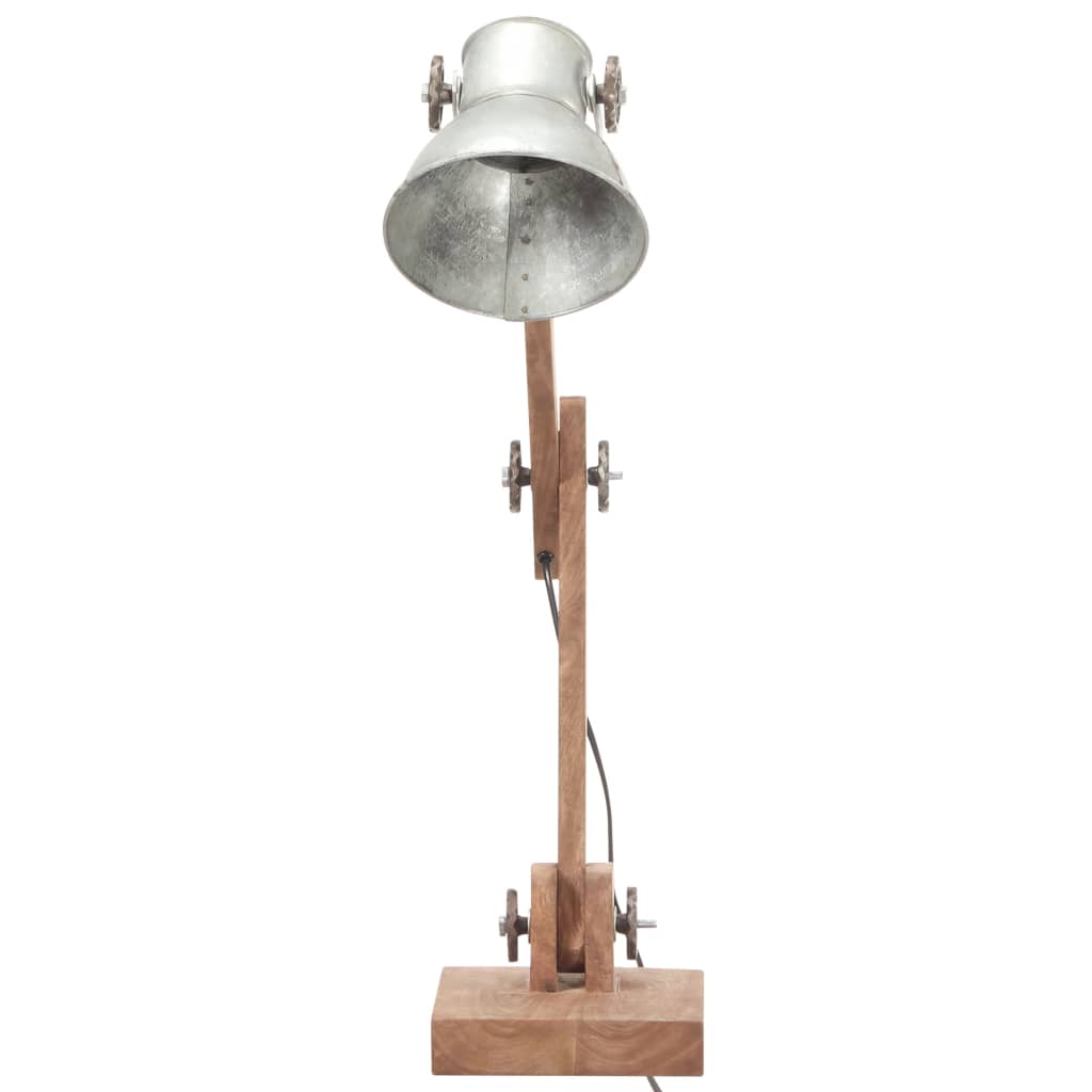vidaXL Lampada da Scrivania Industriale Argento Rotonda 58x18x90cm E27