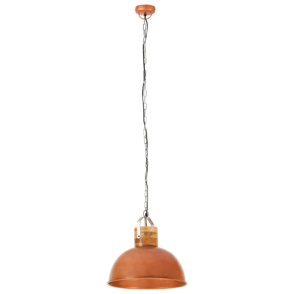 vidaXL Lampada Soffitto Industriale Rame Rotonda 42 cm E27 Legno Mango