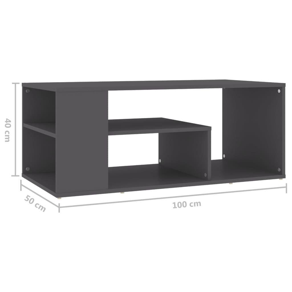 vidaXL Tavolino da Salotto Grigio 100x50x40 cm in Legno Multistrato