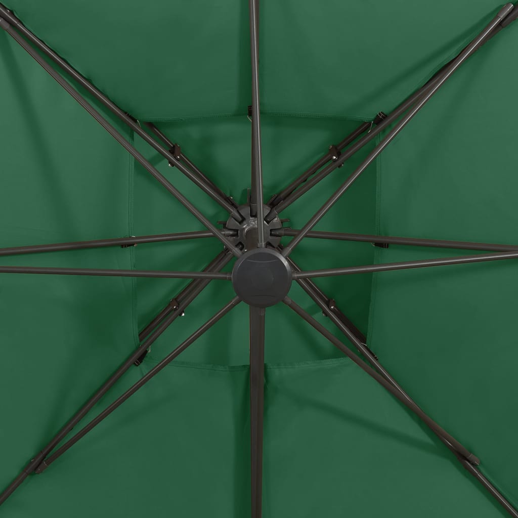 vidaXL Ombrellone a Sbalzo con Doppia Copertura 300x300 cm Verde