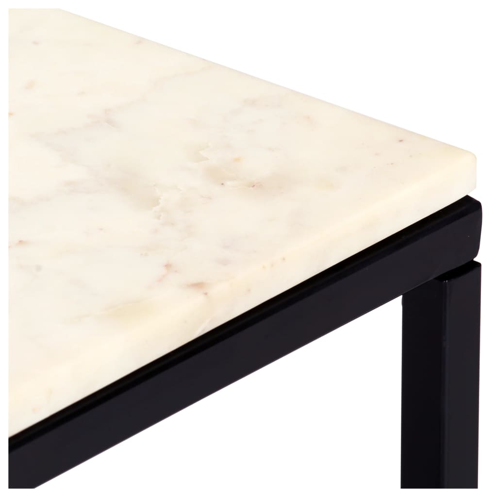 vidaXL Tavolino da Caffè Bianco 60x60x35 cm Pietra Vera Testura Marmo