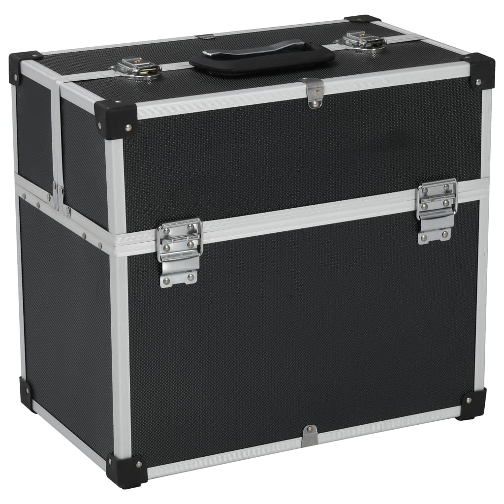 VidaXL Valigetta Rigida Da Volo Con Ruote – PP, 63x50x23 Cm, Nero, Con Schiuma Interna E Valvola Pressione