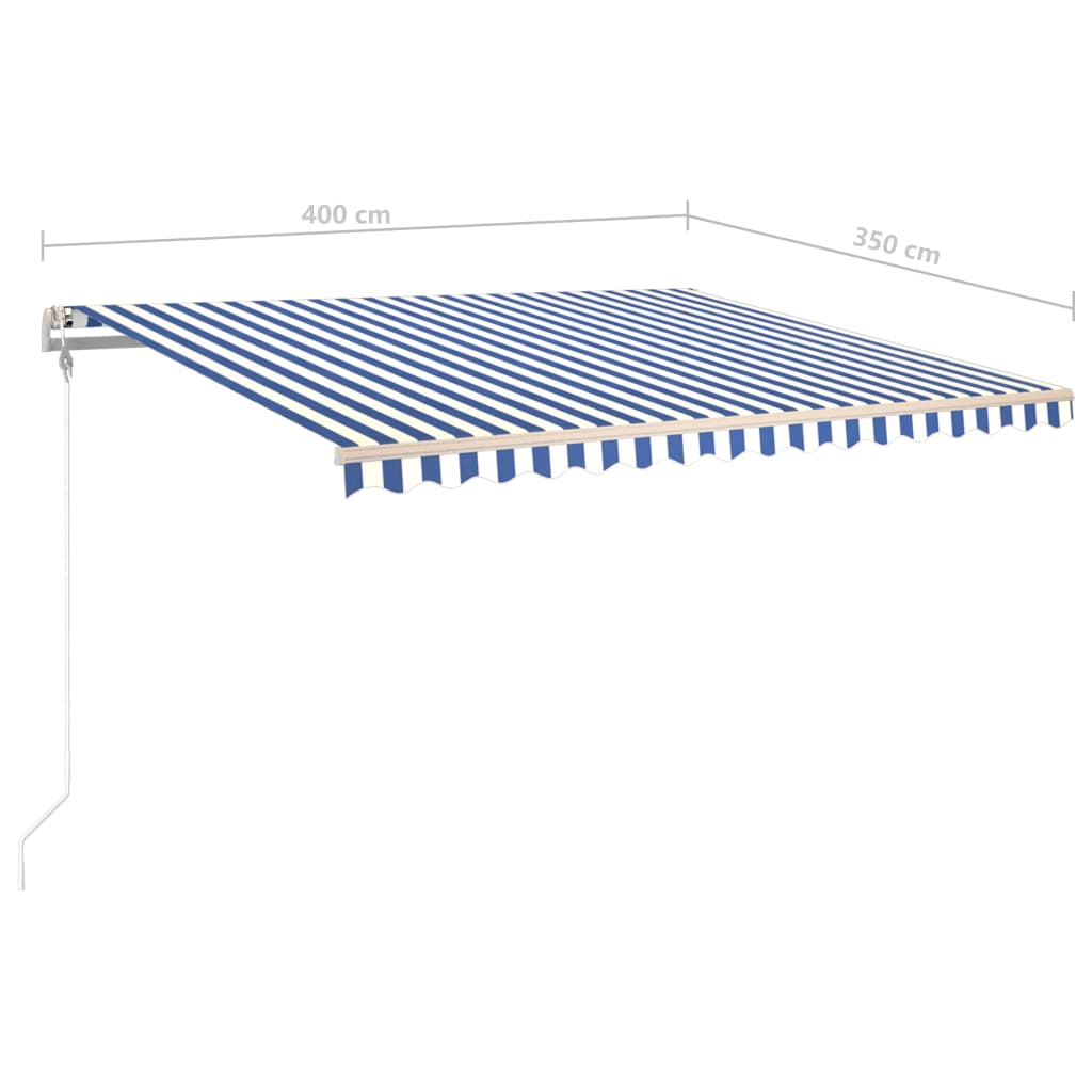 vidaXL Tenda da Sole Retrattile Manuale con LED 4x3,5 m Blu e Bianca