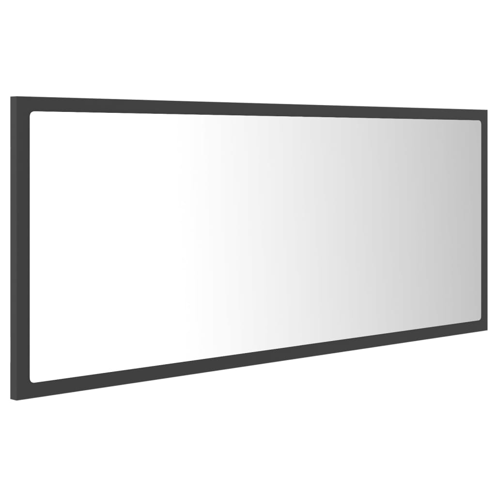 vidaXL Specchio da Bagno a LED Grigio 100x8,5x37 cm in Acrilico