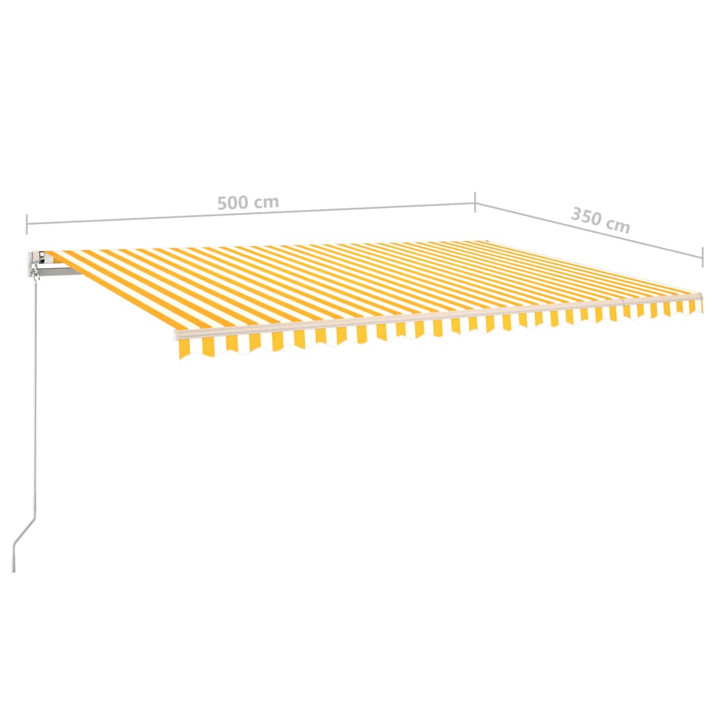 vidaXL Tenda da Sole Retrattile Manuale con Pali 5x3,5 m Gialla Bianca
