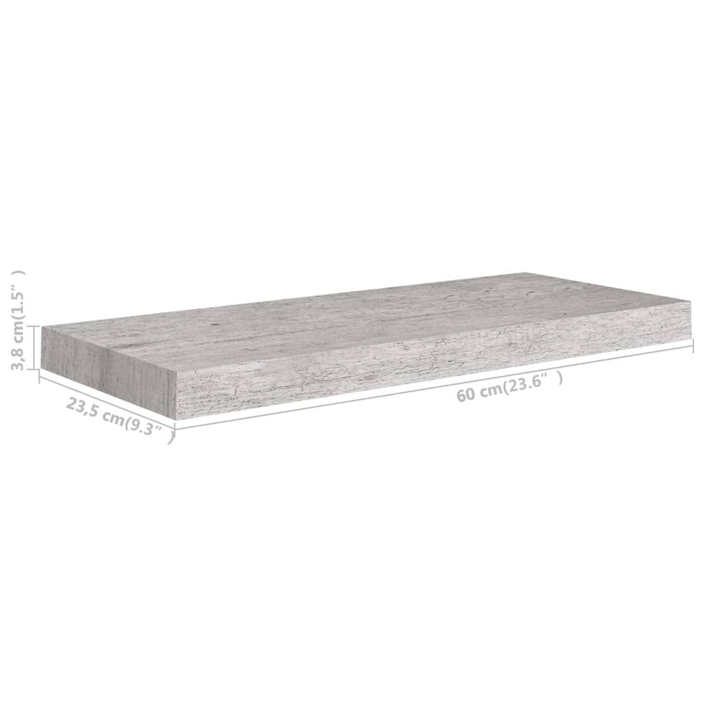 vidaXL Scaffale a Parete Grigio Cemento 60x23,5x3,8 cm in MDF