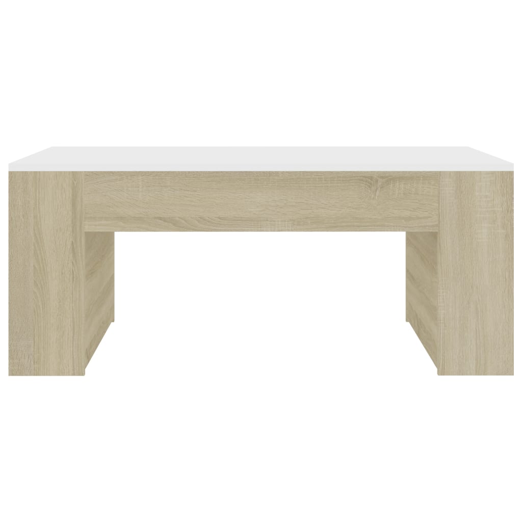 vidaXL Tavolino Bianco e Rovere Sonoma 100x60x42 cm Legno Multistrato