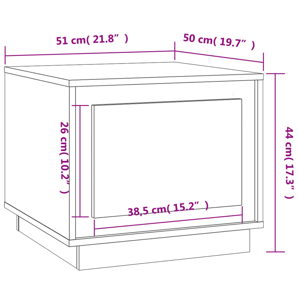 vidaXL Tavolino da Salotto Bianco 51x50x44 cm in Legno Multistrato