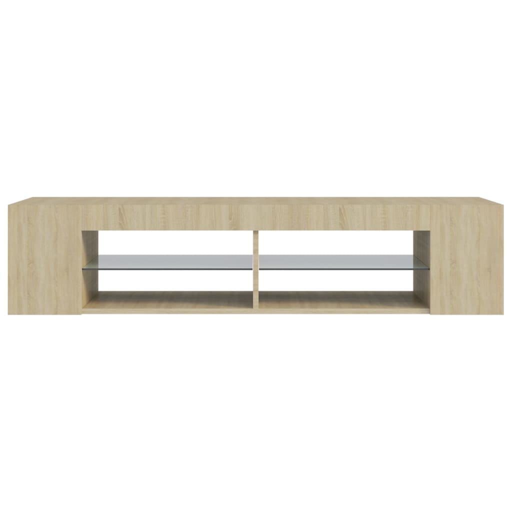 Mobile TV A Parete VidaXL Con Luci LED RGB, Rovere Sonoma, 80x31x45 Cm, 4 Cassetti, In Truciolato Resistente