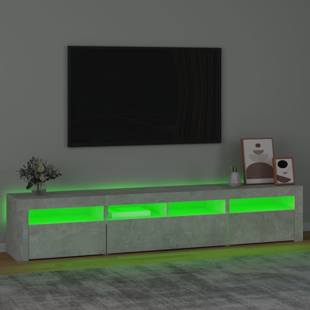vidaXL Mobile Porta TV con Luci LED Grigio Cemento 210x35x40 cm