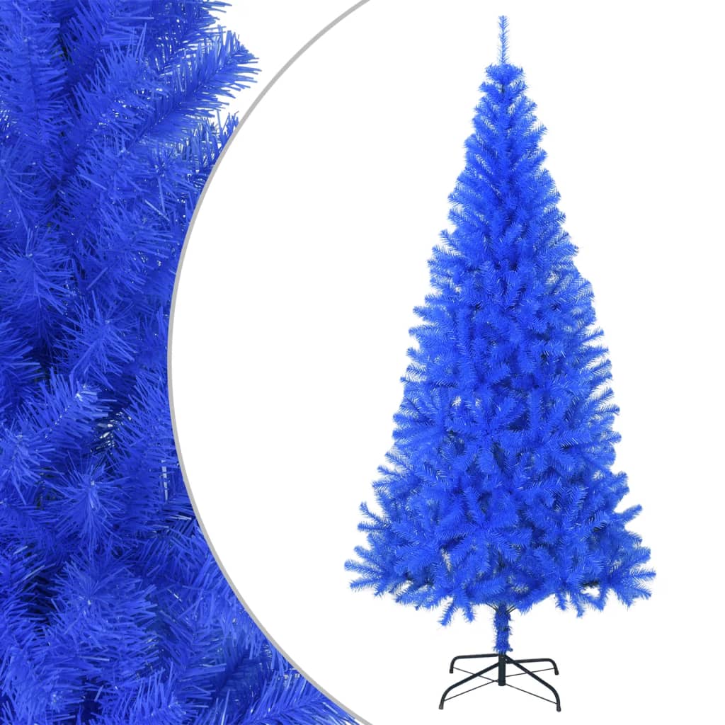 vidaXL Albero di Natale Artificiale Sottile con Base Blu 210 cm PVC