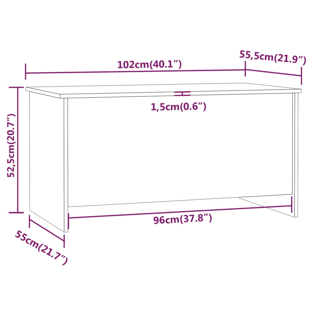 vidaXL Tavolino Rovere Sonoma 102x55,5x52,5 cm in Legno Multistrato