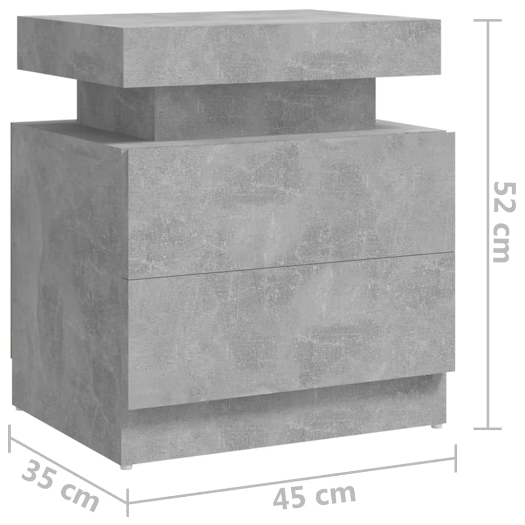 vidaXL Comodino Grigio Cemento 45x35x52 cm in Legno Multistrato