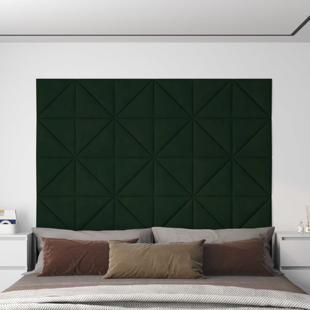 vidaXL Pannelli Murali 12 pz Verde Scuro 30x30 cm in Velluto 0,54 m²