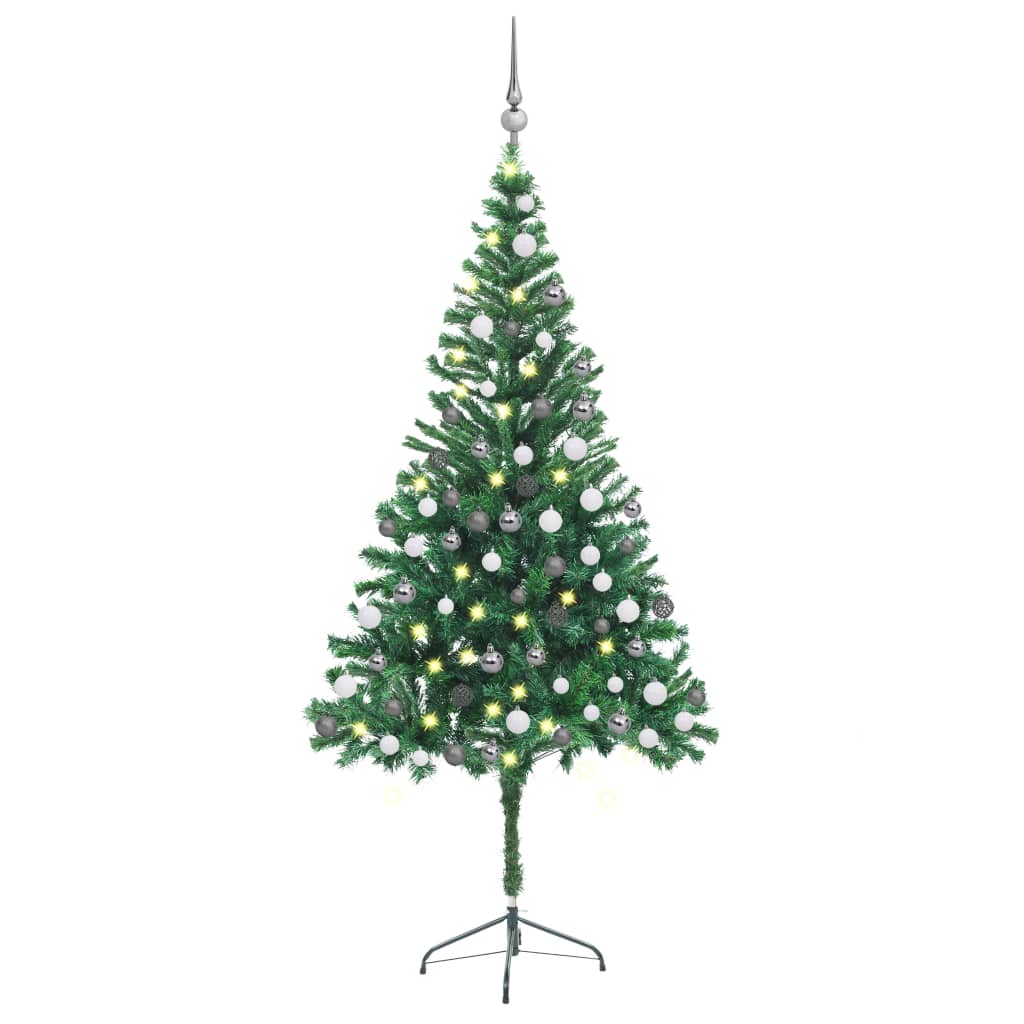vidaXL Albero di Natale Preilluminato Palline Bianco 180 cm 564 Rami