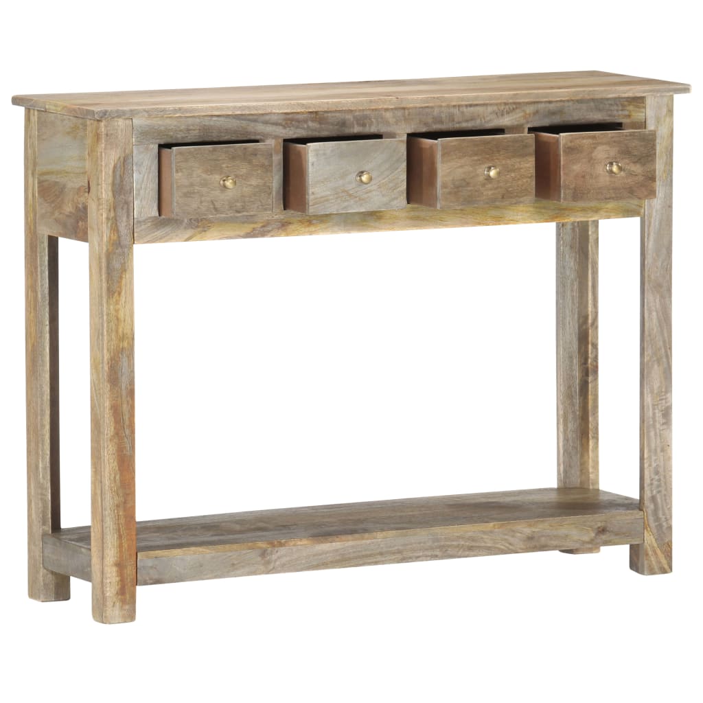 VidaXL Tavolo Consolle In Legno Massello Di Mango – 110x35x76 Cm – Stile Scandinavo, Piedini In Metallo Nero - 3