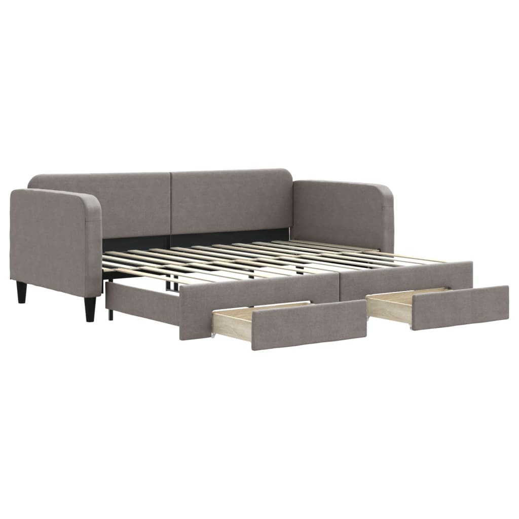 vidaXL Divano Letto Estraibile Cassetti Grigio Scuro 100x200cm Tessuto, Divano Letto con cassetti, Letto da Giorno, Letto per Ospiti, Divano Letto