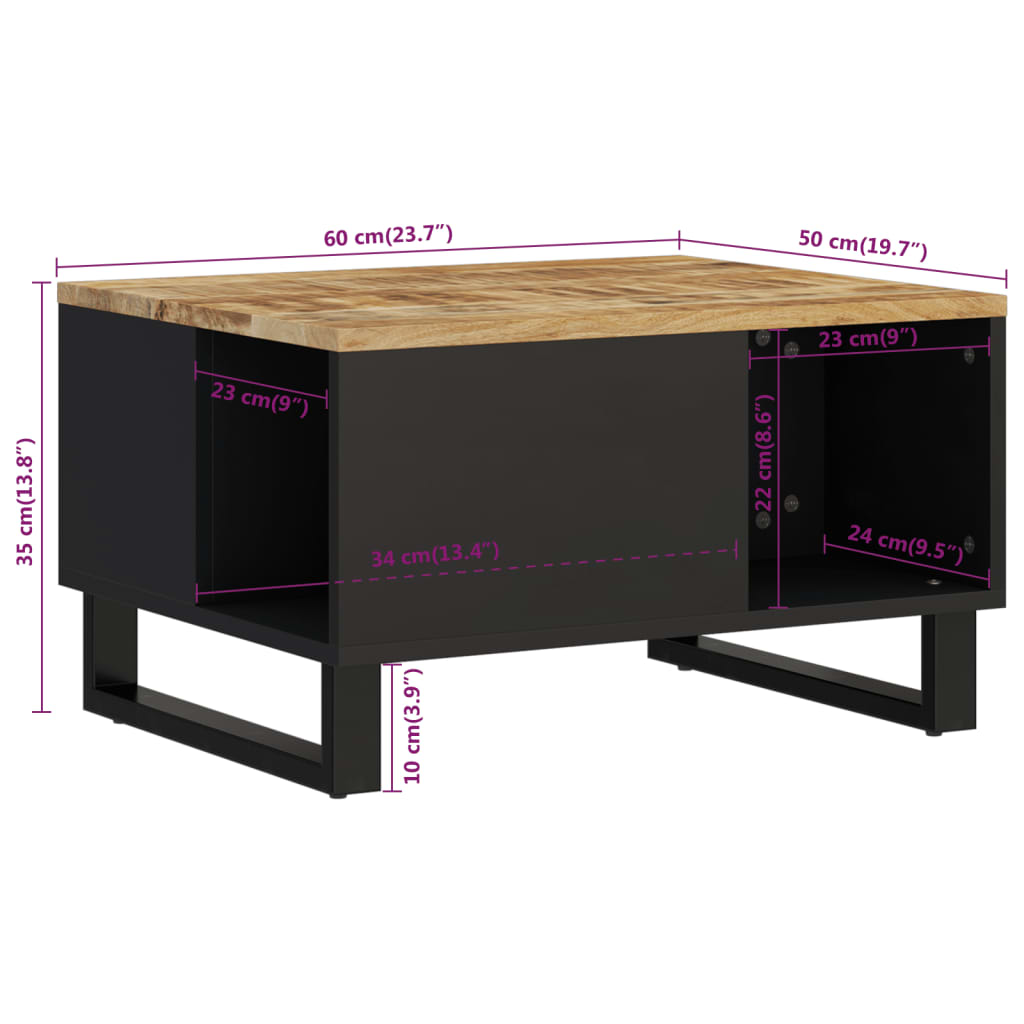 vidaXL Tavolino da Salotto 60x50x35 cm in Legno Massello di Mango