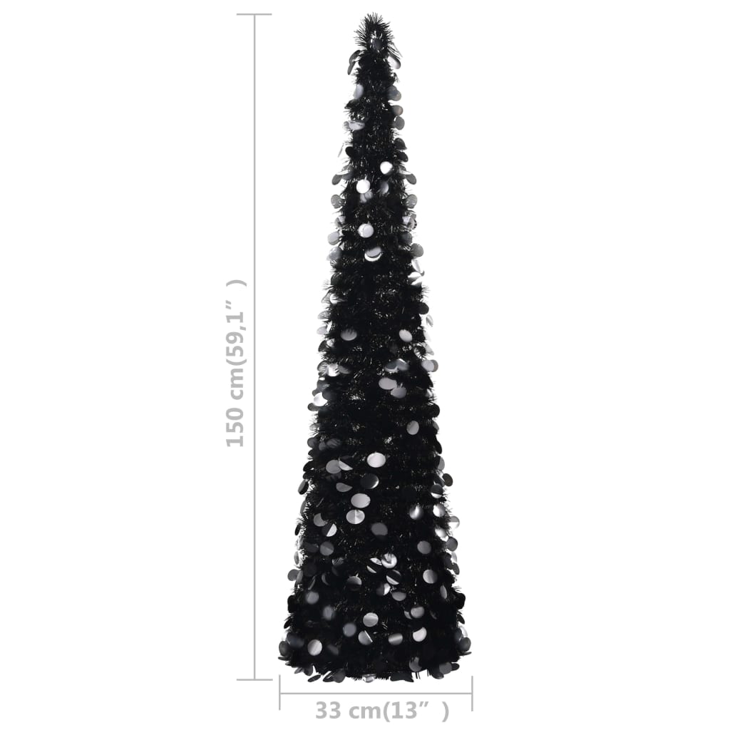 vidaXL Albero di Natale Artificiale Apribile Nero 150 cm PET