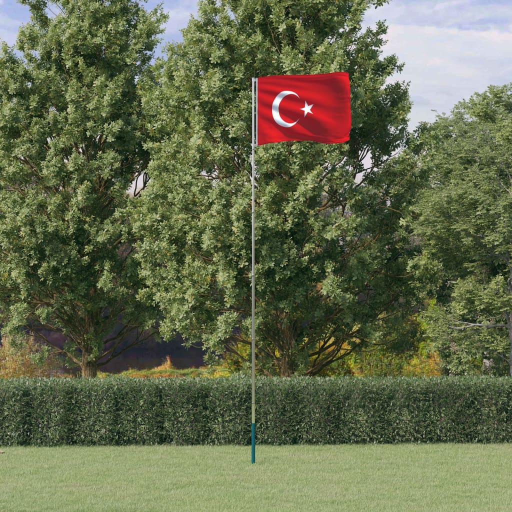 vidaXL Asta e Bandiera Turchia 5,55 m Alluminio